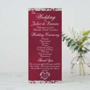 Elegant Script & Glitter - Burgundy Wedding Program