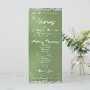Elegant Script & Glitter - Sage Wedding Program