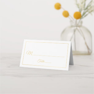 Elegant Script Gold and White Wedding Place Card