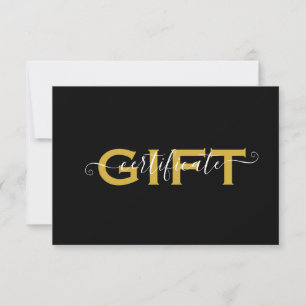 Elegant Script Gold Black Salon Gift Certificate
