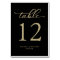 Elegant Script Gold Black Wedding Table Number