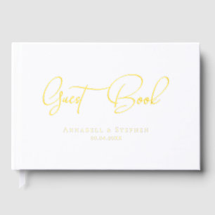 Elegant, Script Gold-Foil-Font Wedding Guest Book