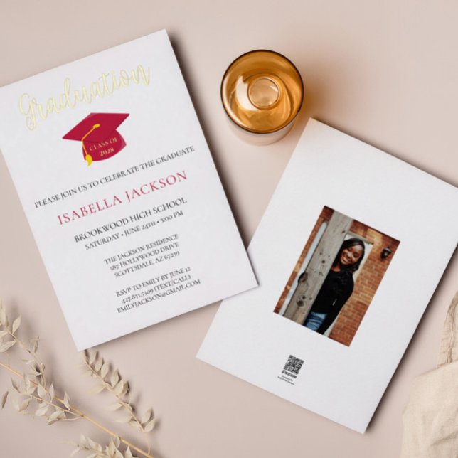 Elegant Script Gold Foil Graduation Announcement (Creator Uploaded)