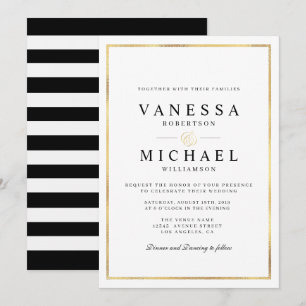 elegant script gold foil wedding invitation