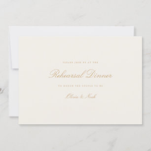 Elegant Script Gold & Ivory Rehearsal Dinner Card