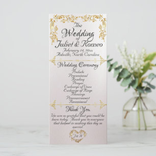 Elegant Script & Gold Leaves - Pearl White Wedding Program