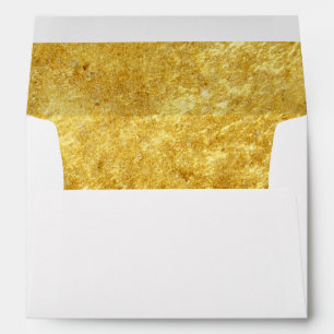 Elegant Script Gold Lined Wedding Return Address Envelope