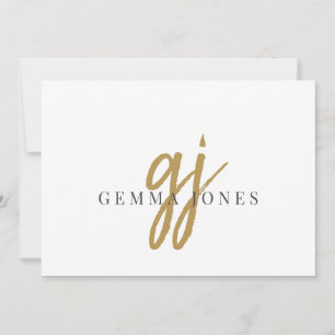Elegant Script Gold Monogram Initials Name Card