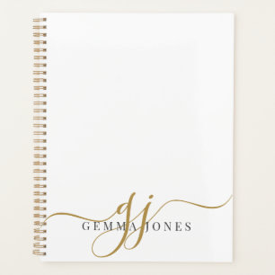 Elegant Script Gold Monogram Initials Name Planner