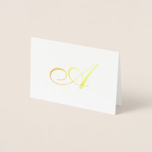 Elegant Script Gold Monogram Thank You Note Card