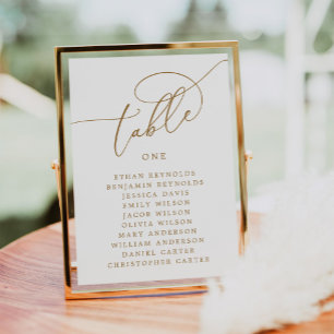 Elegant Script Gold Table Number Seating Chart
