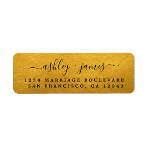 Elegant Script Gold Wedding Return Address