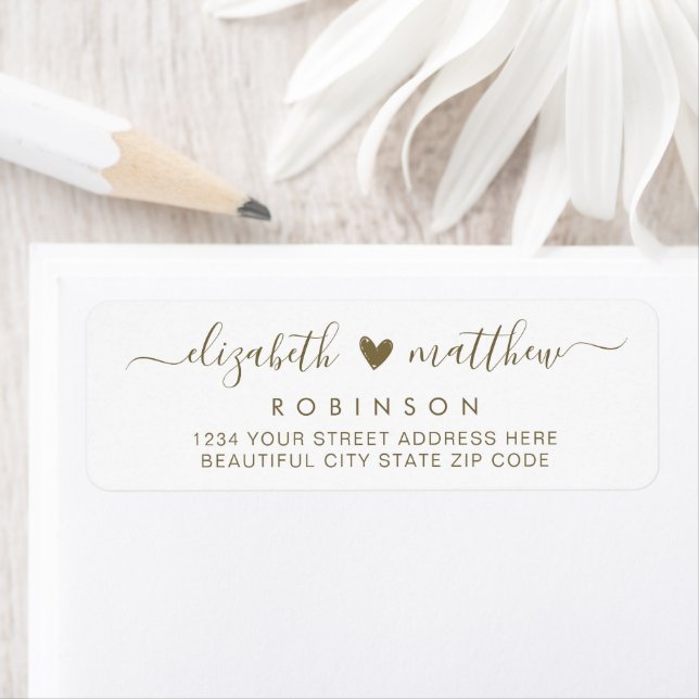 Elegant Script Gold Wedding Return Address Label (Insitu)