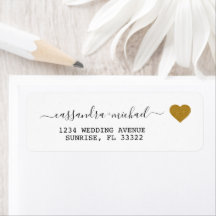 Elegant Script Gold white return address