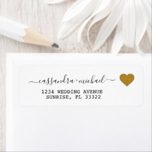 Elegant Script Gold white return address