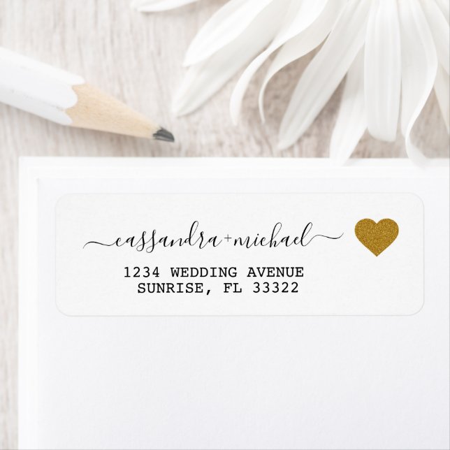 Elegant Script Gold white return address (Insitu)