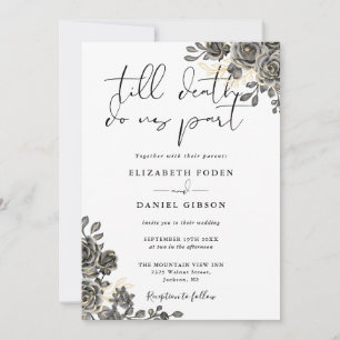 Elegant Script Gothic Roses Floral Wedding Invitation