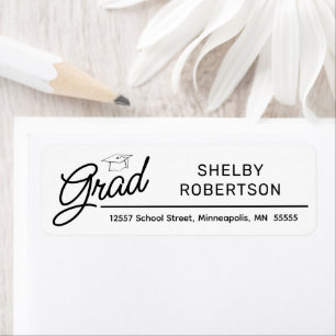 Elegant Script Grad Graduate Return Address