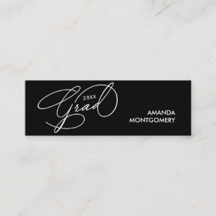 Elegant Script Grad Name Class Details Black Calling Card