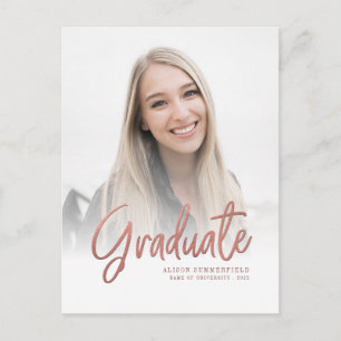 Elegant Script Grad Photo Graduation Class of 2022 Announcement Postcard