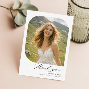 Elegant Script Grad Photo Graduation Thank you Postcard