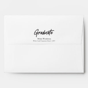 Elegant Script Graduate Black and White Graduation Envelope