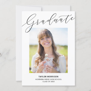 Elegant Script Graduate Black & White Graduation Invitation