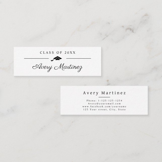 Elegant Script Graduate Cap Name Card (Front/Back)