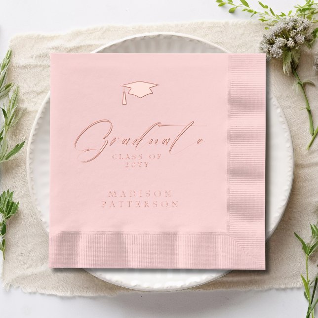Elegant Script Graduate Personalized Graduation Foil Napkins (Creator Uploaded)