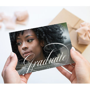 Elegant Script Graduate Photo Grad Party Invitation