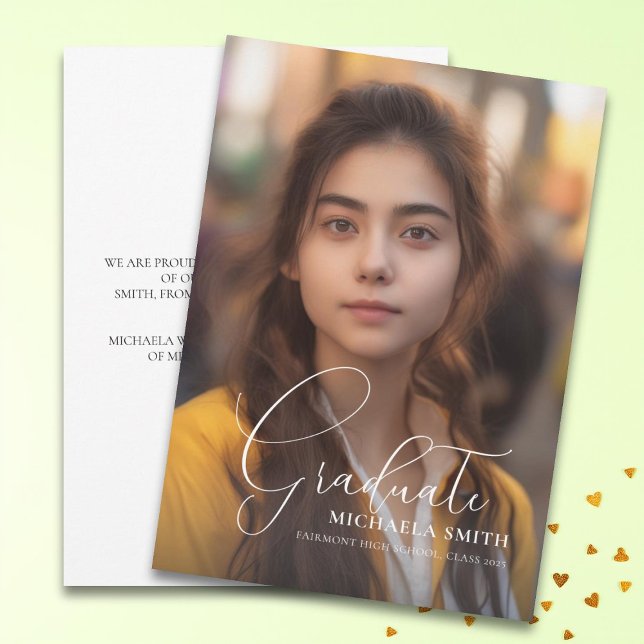 Elegant Script Graduate Photo Graduation Announcement (Creator Uploaded)