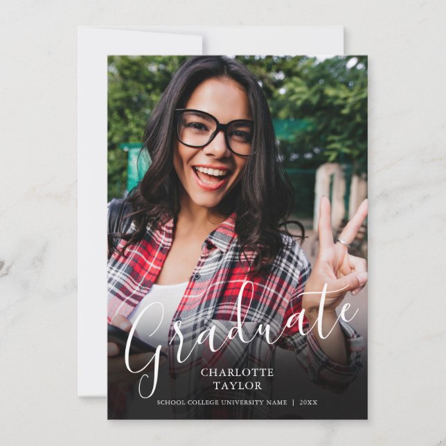 Elegant Script Graduate Photo Graduation Party Invitation (Front)