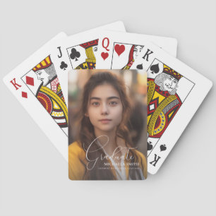 Elegant Script Graduate Photo Graduation Playing Cards