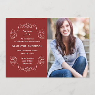 Elegant Script Graduation Announcement - Red