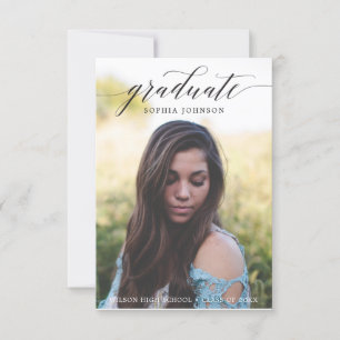 Elegant Script Graduation Announcement with Photo