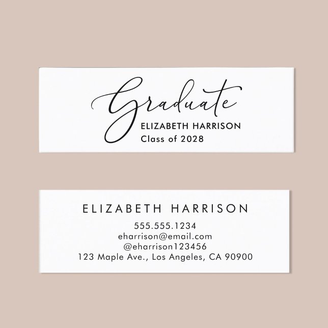 Elegant Script Graduation Name  Mini Business Card (Creator Uploaded)