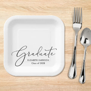 Elegant Script Graduation Party Paper Plate