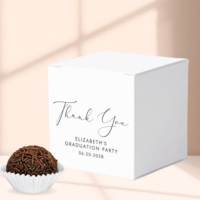 Elegant Script Graduation Party Thank You Favor Box (Creator Uploaded)