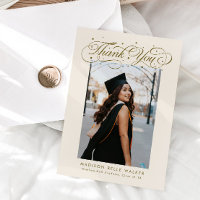 Elegant Script Graduation Photo Beige