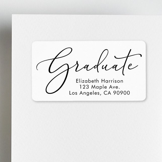 Elegant Script Graduation Return Address Label (Creator Uploaded)