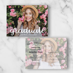 Elegant Script Graduation SAVE THE DATE Postcard