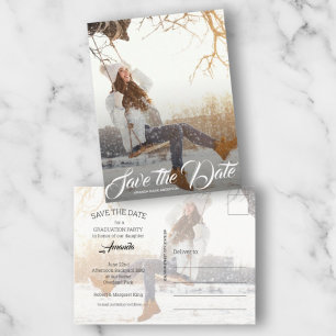 Elegant Script Graduation SAVE THE DATE Postcard