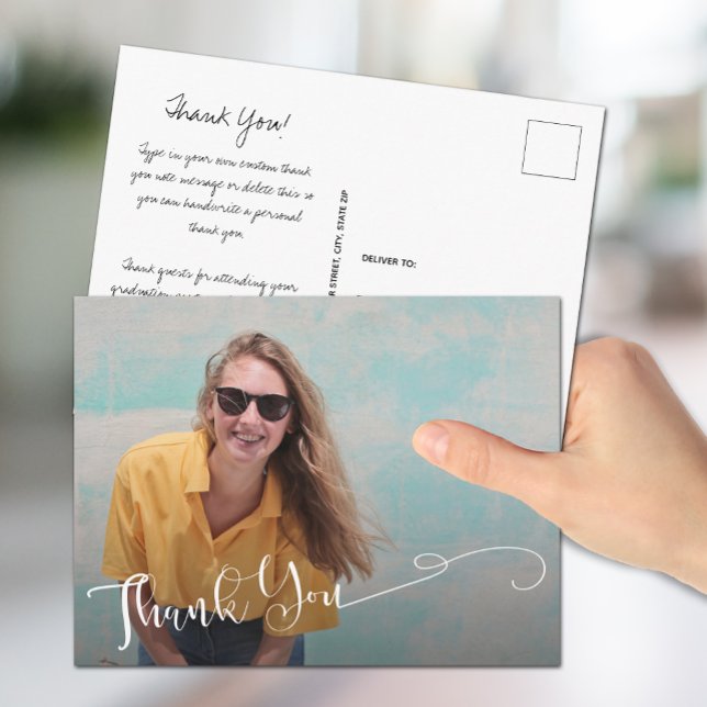 Elegant Script Graduation Thank You Note Postcard (Creator Uploaded)
