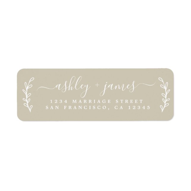 Elegant Script Gray Wedding Return Address (Front)