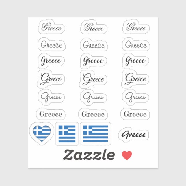 Elegant script Greece & Greek Flag /name Set (Sheet)
