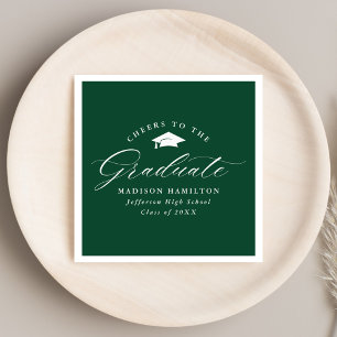 Elegant Script Green Cheers to the Graduate Napkin