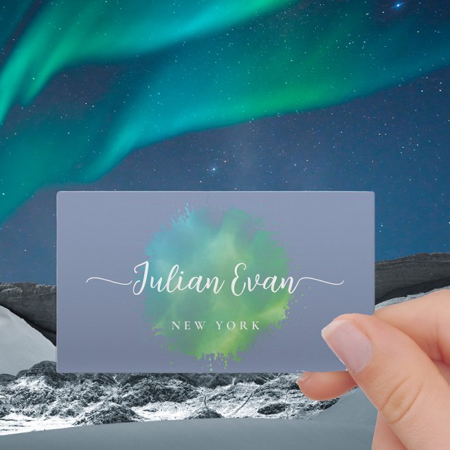 Elegant Script Green watercolor brushstroke Business Card (Creator Uploaded)