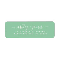 Elegant Script Green Wedding Return Address