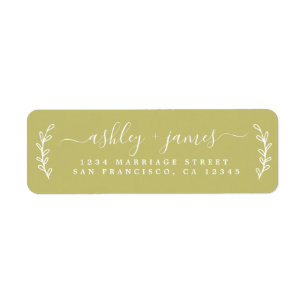 Elegant Script Green Wedding Return Address