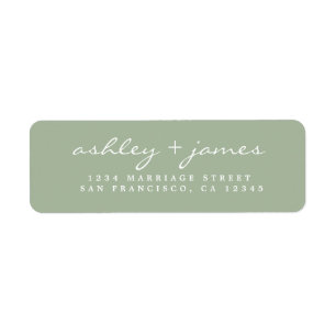 Elegant Script Green Wedding Return Address Label
